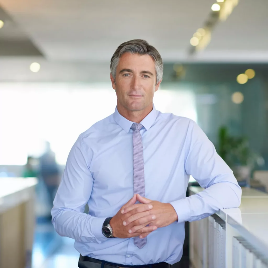 Executive in white dress shirt and tie