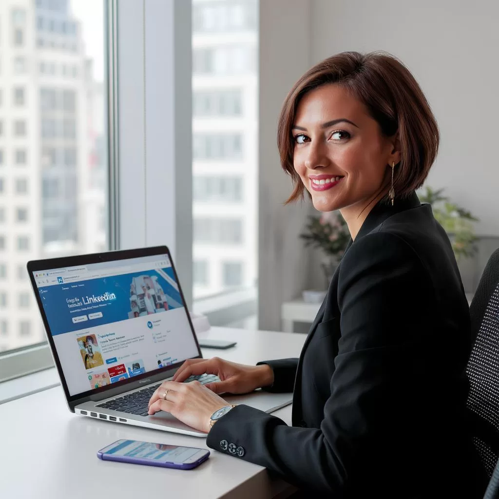 An executive woman on LinkedIn